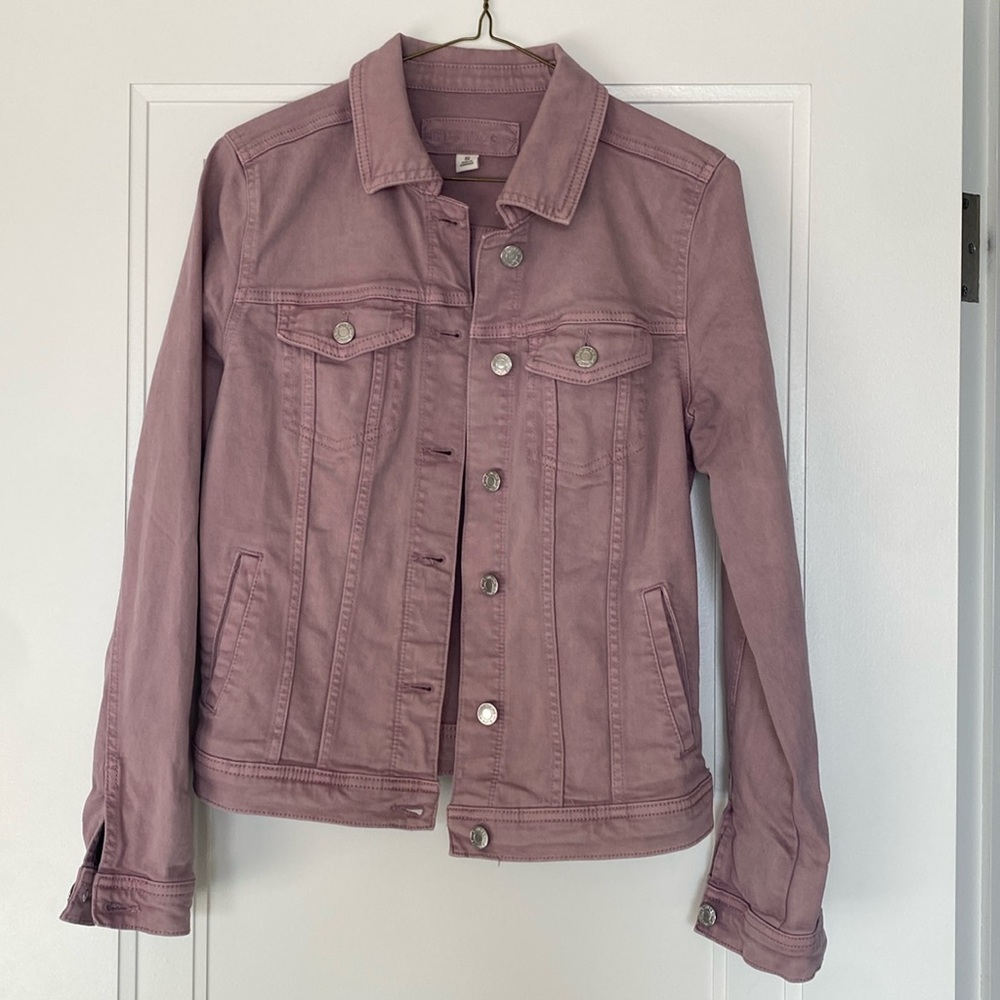Maurices Pink Stone Wash Denim Jacket